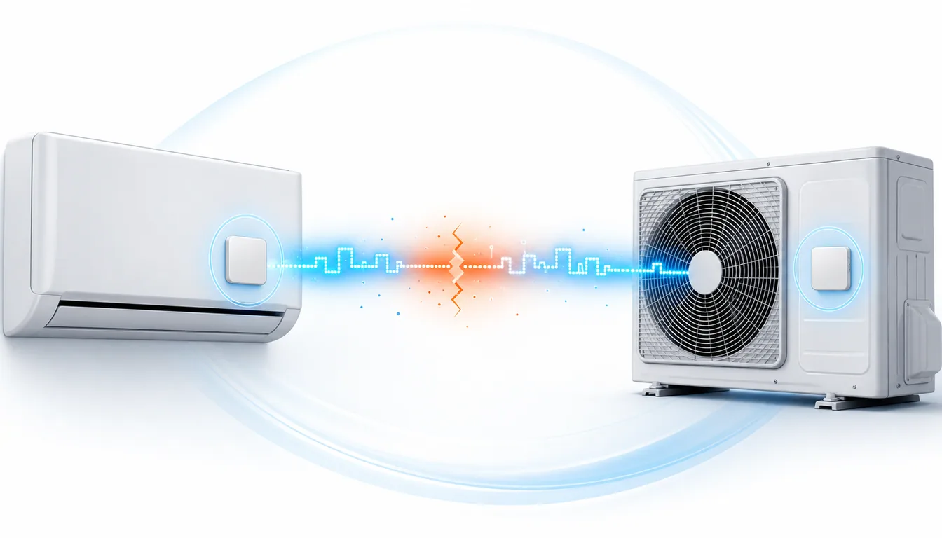 Schéma de diagnostic montrant une coupure de communication entre unité intérieure et extérieure Toshiba Shorai ou Haori.