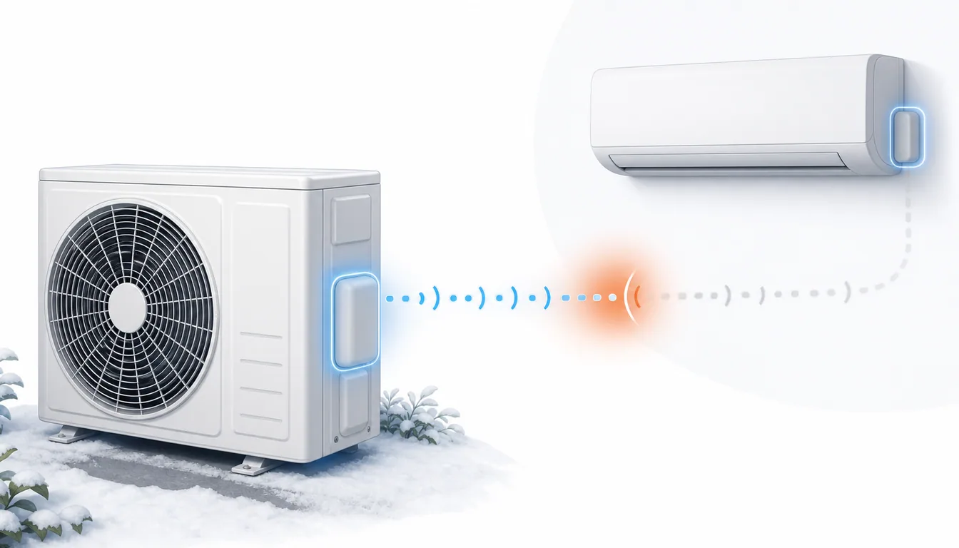 Schéma de diagnostic montrant une communication Toshiba Shorai ou Haori coupée de l’unité extérieure vers l’unité intérieure.